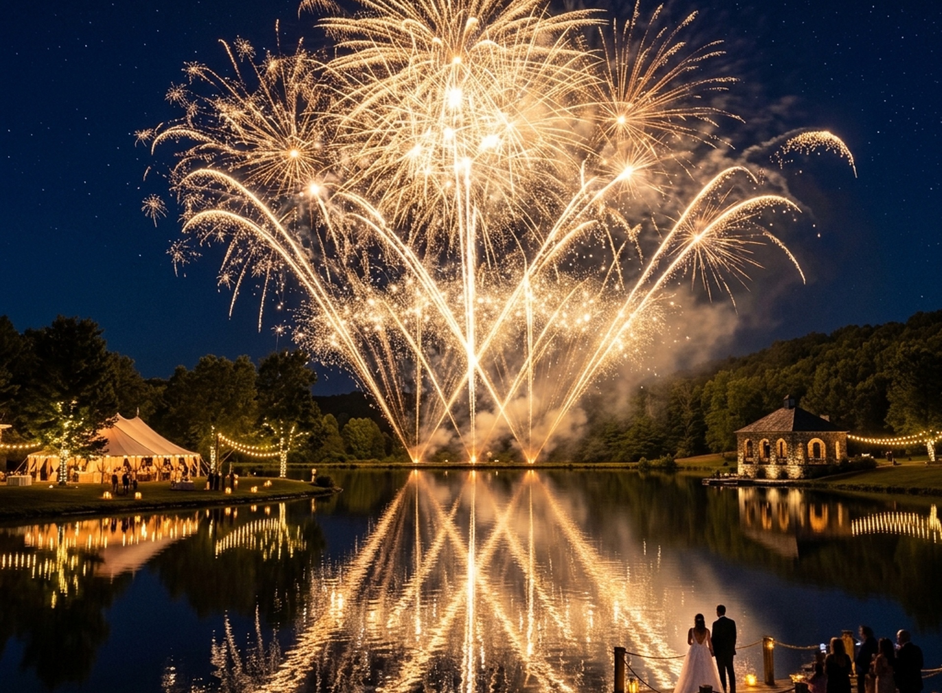 Svatební pyromuzikální ohňostroj